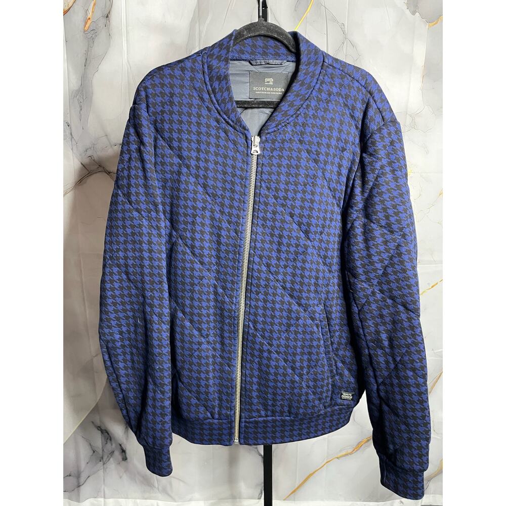 Scotch and Soda Blue Bomber Houndstooth Plaid Jacket Sz.XXL